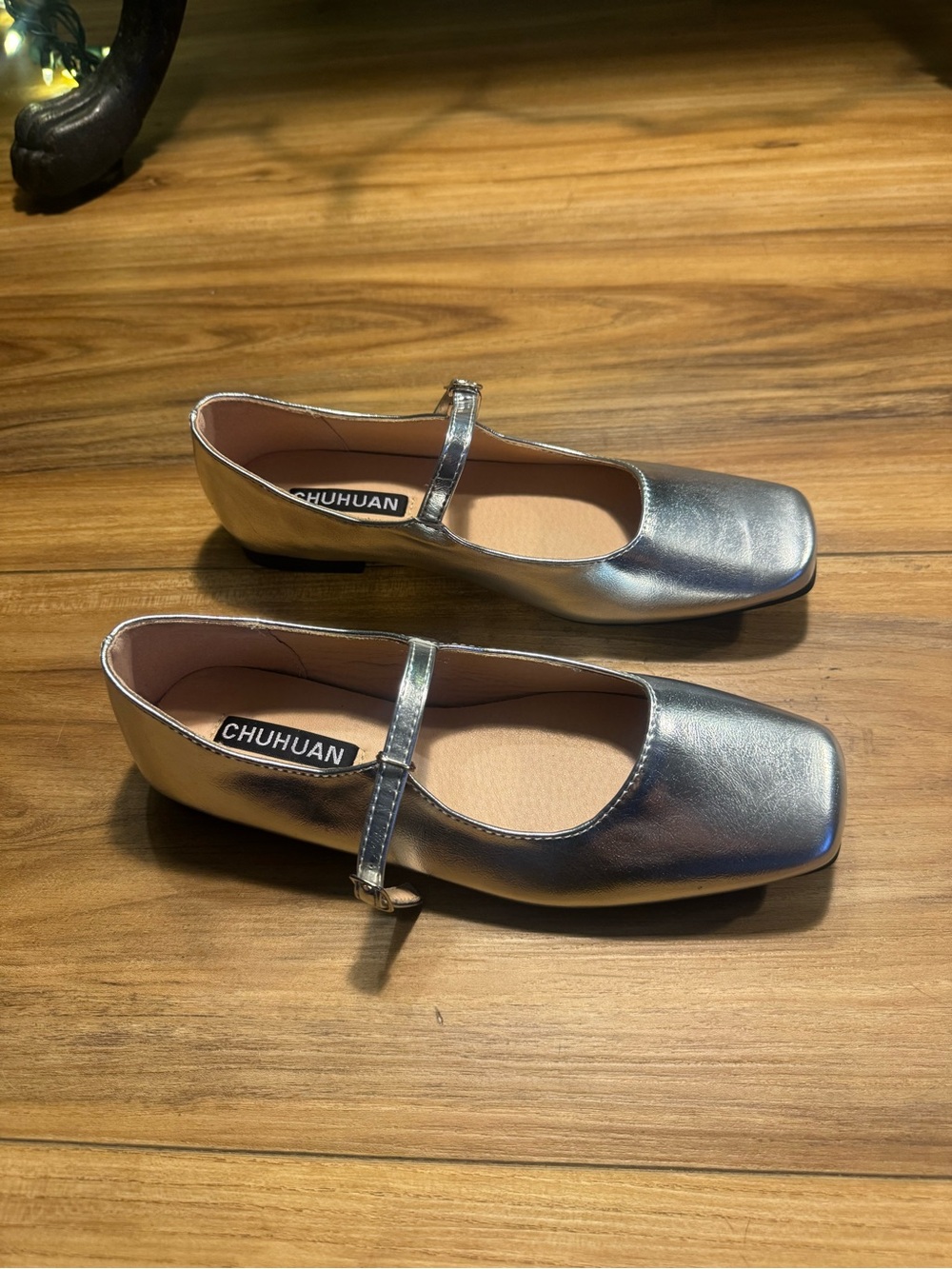 Chuhuan Brand Silver Mary Jane Ballet Flats